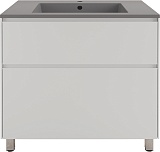 Style Line Тумба с кварцевой раковиной серый шелк Лима 80 Plus эмаль белая матовая